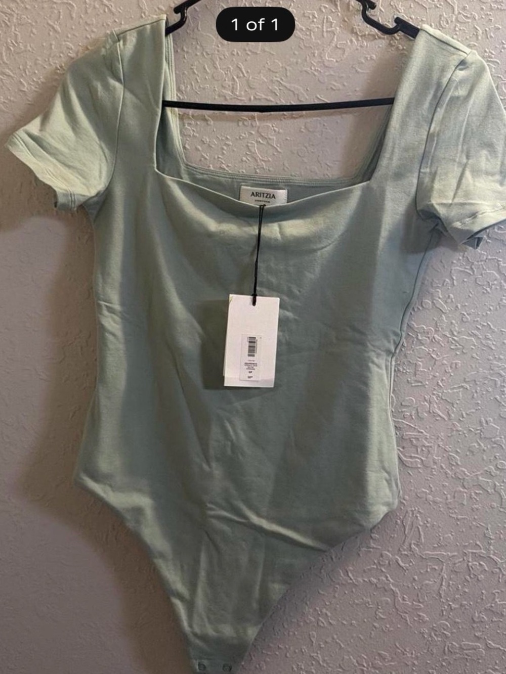 Aritzia Sage Green Square Neck Short Sleeve Bodysuit